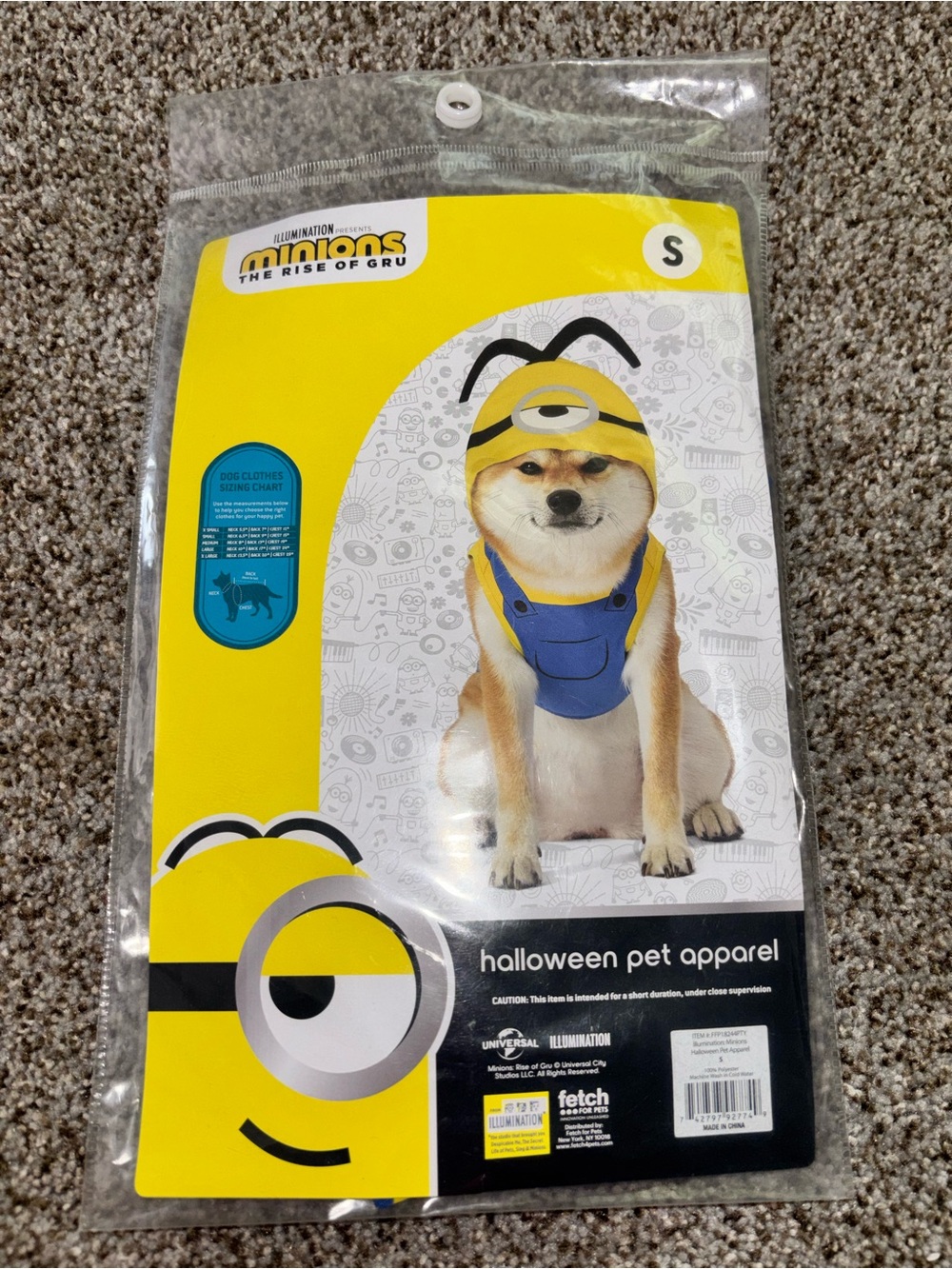Fetch Minions Yellow & Blue Dog Halloween Costume - Small